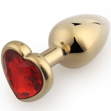 Play Secrets Anal Plug Heart Shape Small, золотой/красный, Малая анальная пробка с кристаллом в форме сердца