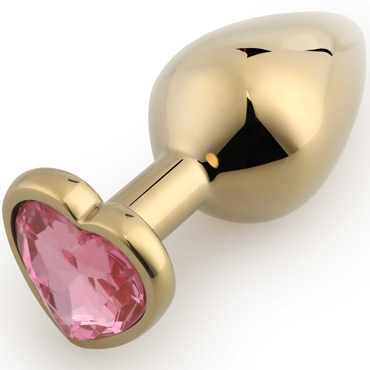 Play Secrets Anal Plug Heart Shape Medium, золотой/розовый, Средняя анальная пробка с кристаллом в форме сердца