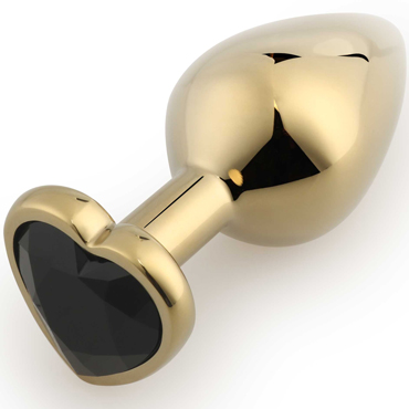 Play Secrets Anal Plug Heart Shape Medium, золотой/черный, Средняя анальная пробка с кристаллом в форме сердца