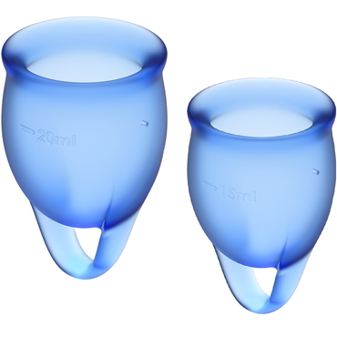 Satisfyer Feel Confident Menstrual Cup, темно-синий, Набор менструальных чаш, 15 и 20 мл