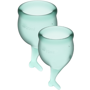 Satisfyer Feel Secure Menstrual Cup, темно-зеленый, Набор менструальных чаш, 15 и 20 мл