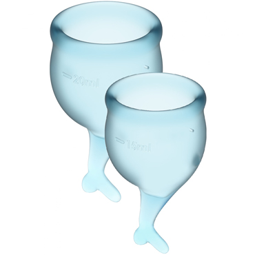 Satisfyer Feel Secure Menstrual Cup, голубой, Набор менструальных чаш, 15 и 20 мл