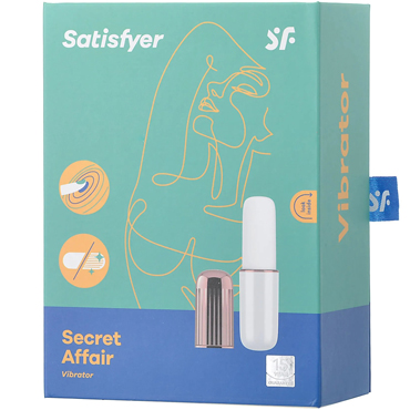 Satisfyer Secret Affair, бело-золотой - Мини-вибратор с насадкой - купить в секс шопе