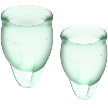 Satisfyer Feel Confident Menstrual Cup, светло-зеленый, Набор менструальных чаш, 15 и 20 мл