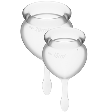 Satisfyer Feel Good Menstrual Cup, прозрачный, Набор менструальных чаш, 15 и 20 мл