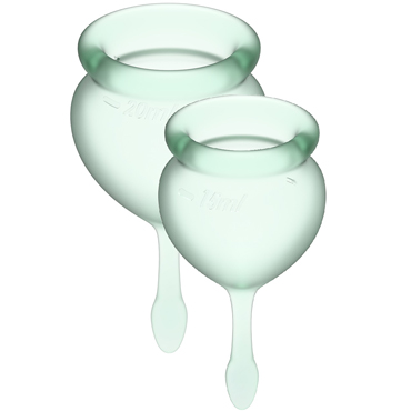 Satisfyer Feel Good Menstrual Cup, светло-зеленый, Набор менструальных чаш, 15 и 20 мл
