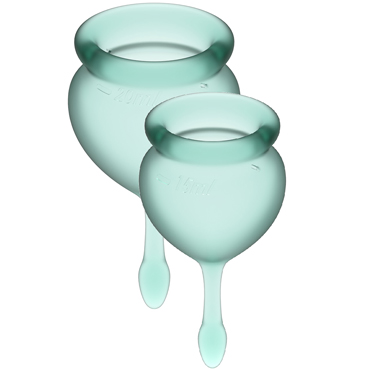 Satisfyer Feel Good Menstrual Cup, темно-зеленый, Набор менструальных чаш, 15 и 20 мл
