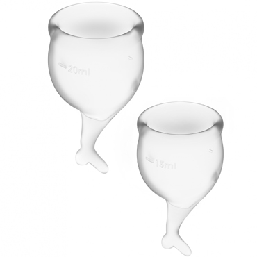 Satisfyer Feel Secure Menstrual Cup, прозрачный, Набор менструальных чаш, 15 и 20 мл