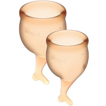 Satisfyer Feel Secure Menstrual Cup, оранжевый, Набор менструальных чаш, 15 и 20 мл