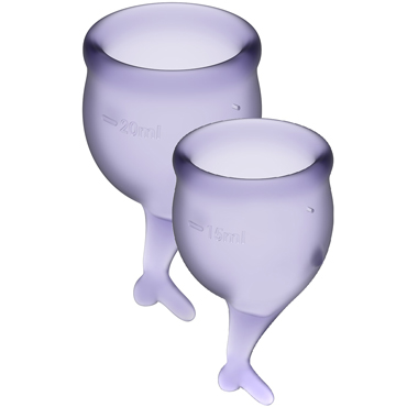 Satisfyer Feel Secure Menstrual Cup, лиловый, Набор менструальных чаш, 15 и 20 мл