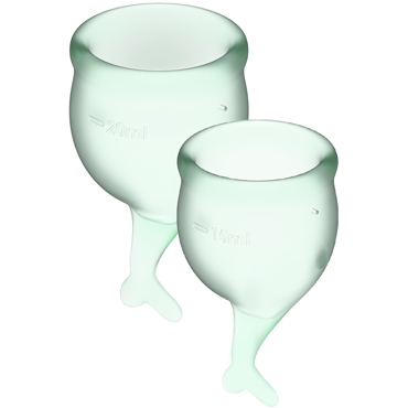 Satisfyer Feel Secure Menstrual Cup, светло-зеленый, Набор менструальных чаш, 15 и 20 мл