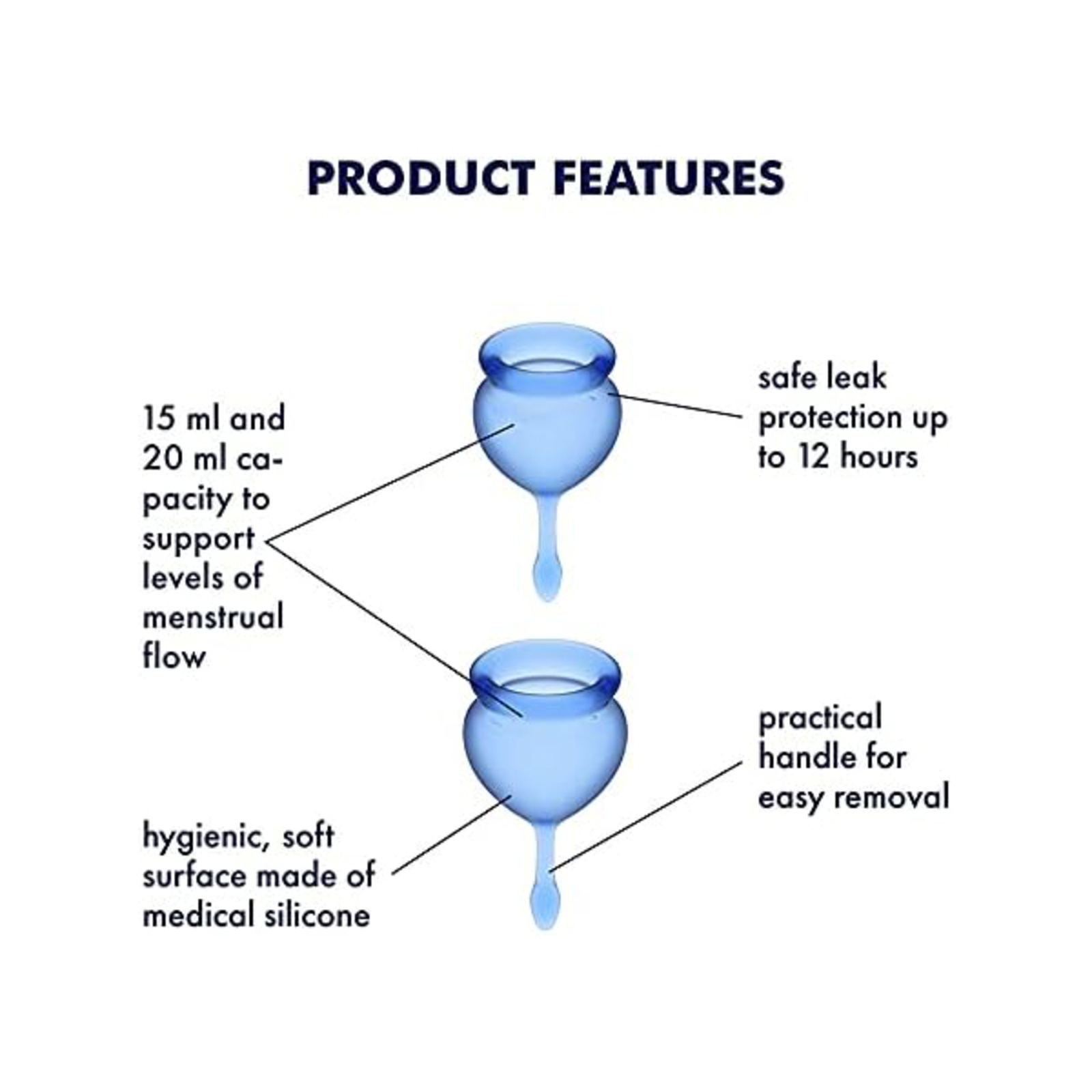 Satisfyer Feel Good Menstrual Cup, темно-синий - Набор менструальных чаш, 15 и 20 мл - купить в секс шопе