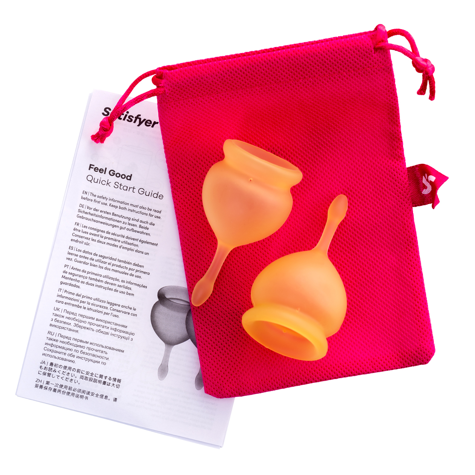 Satisfyer Feel Good Menstrual Cup, оранжевый, Набор менструальных чаш, 15 и 20 мл и другие товары Satisfyer с фото