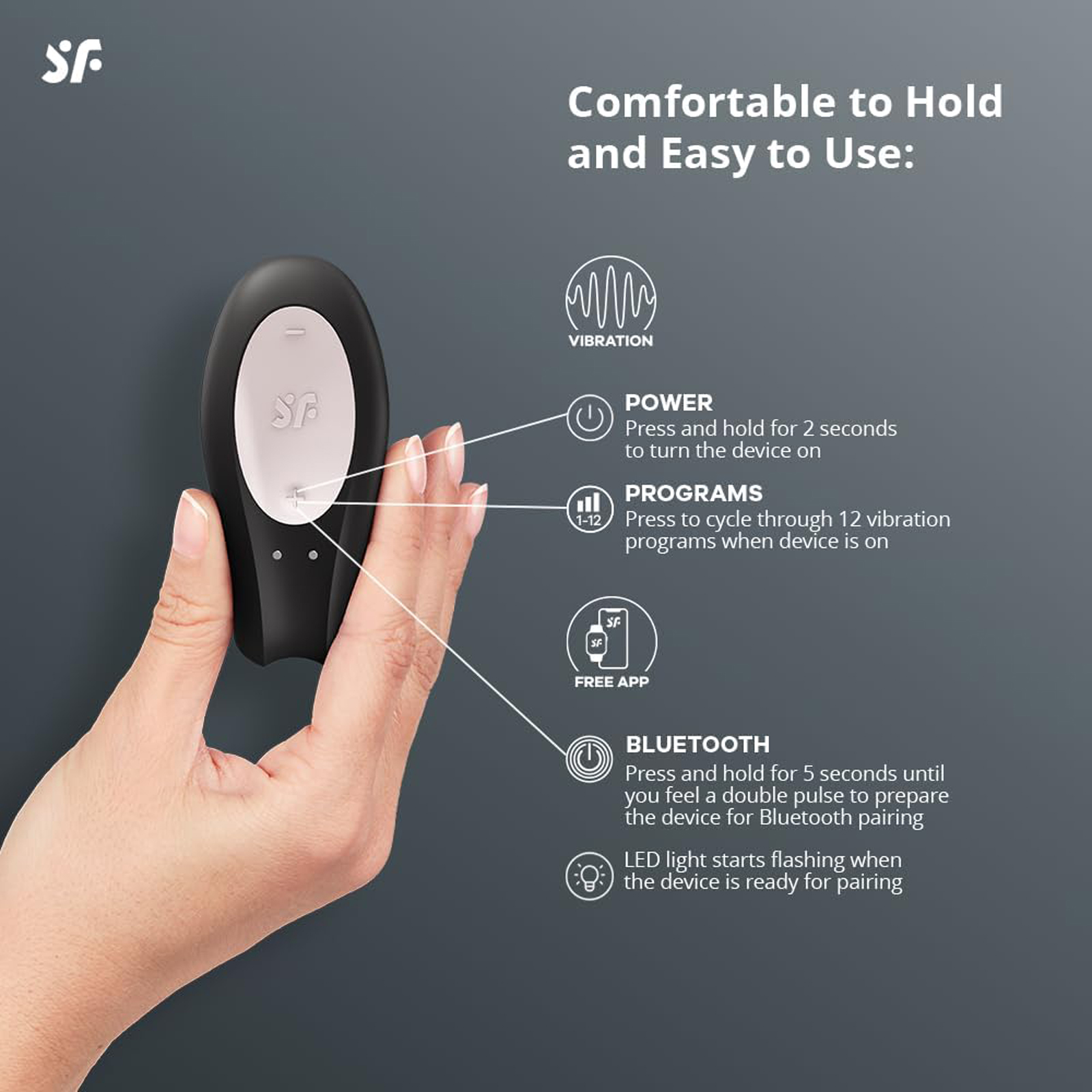 Satisfyer Partner Double Joy, черный - Многофункциональный вибратор для пар с управлением со смартфона - купить в секс шопе
