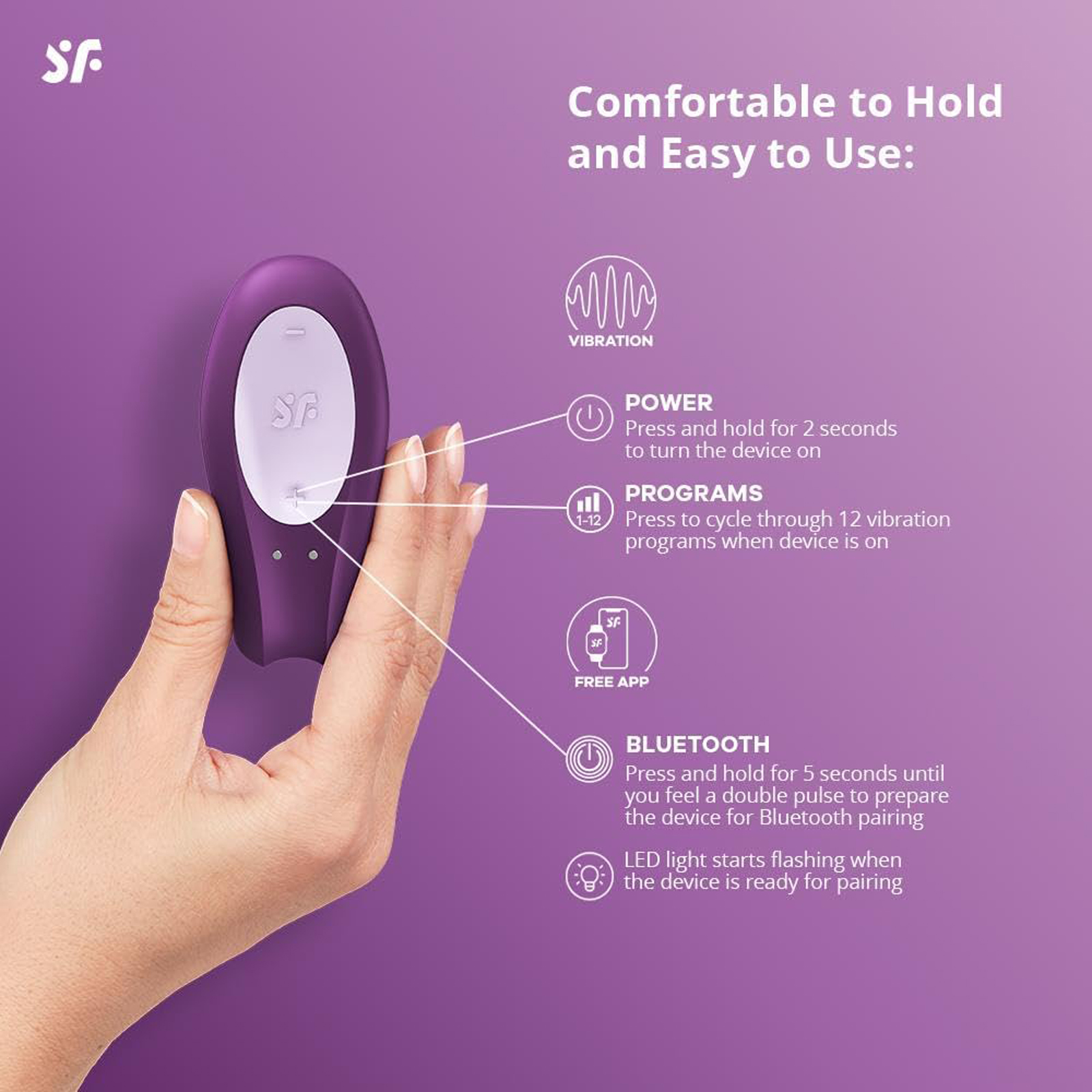 Satisfyer Partner Double Joy, фиолетовый - Многофункциональный вибратор для пар с управлением со смартфона - купить в секс шопе