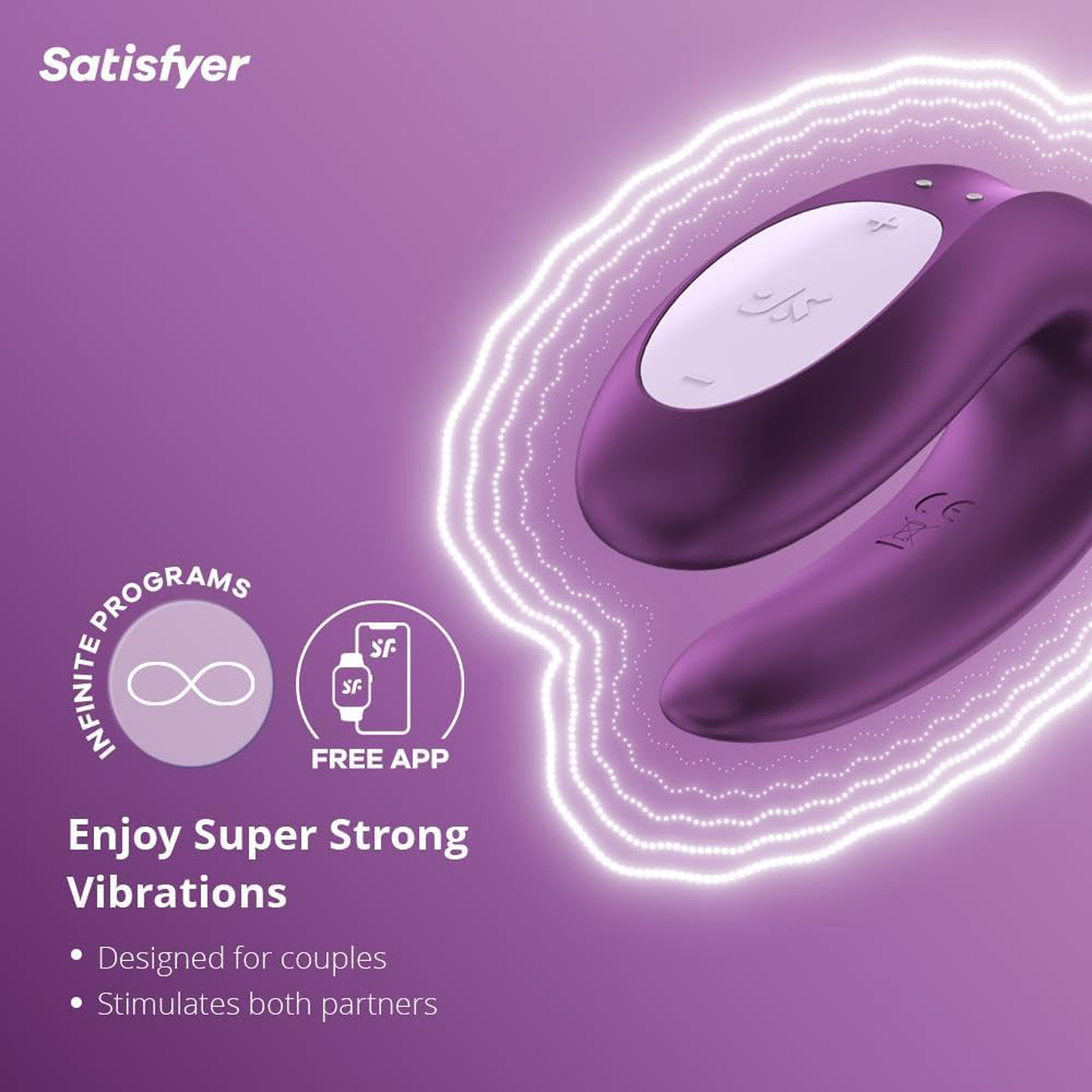 Satisfyer Partner Double Joy, фиолетовый, Многофункциональный вибратор для пар с управлением со смартфона и другие товары Satisfyer с фото