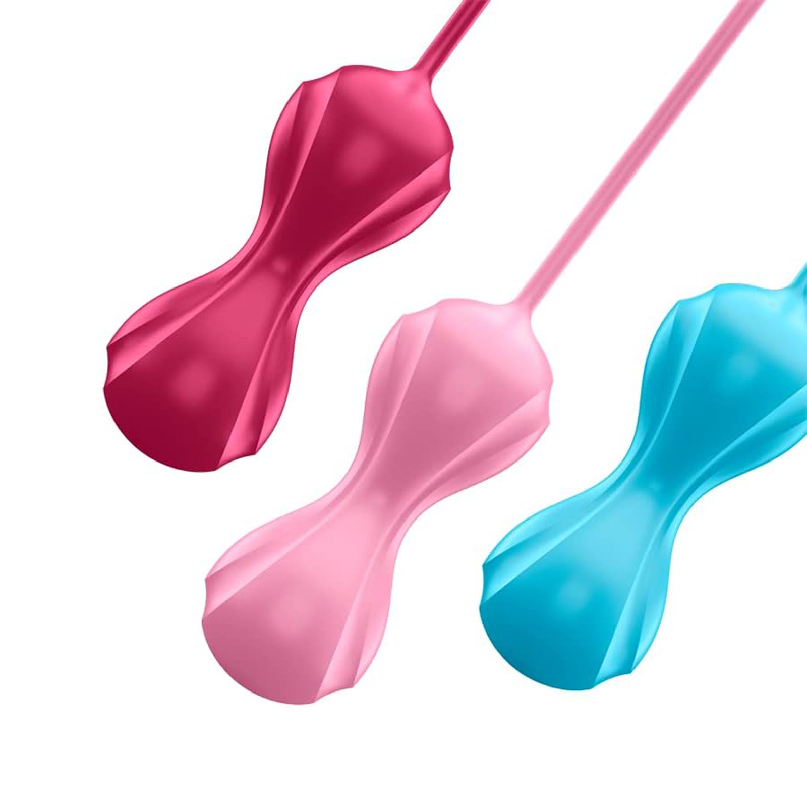 Satisfyer Power Balls, голубой/красный/розовый - Набор из 3 вагинальных шариков, со смещенным центром тяжести - купить в секс шопе
