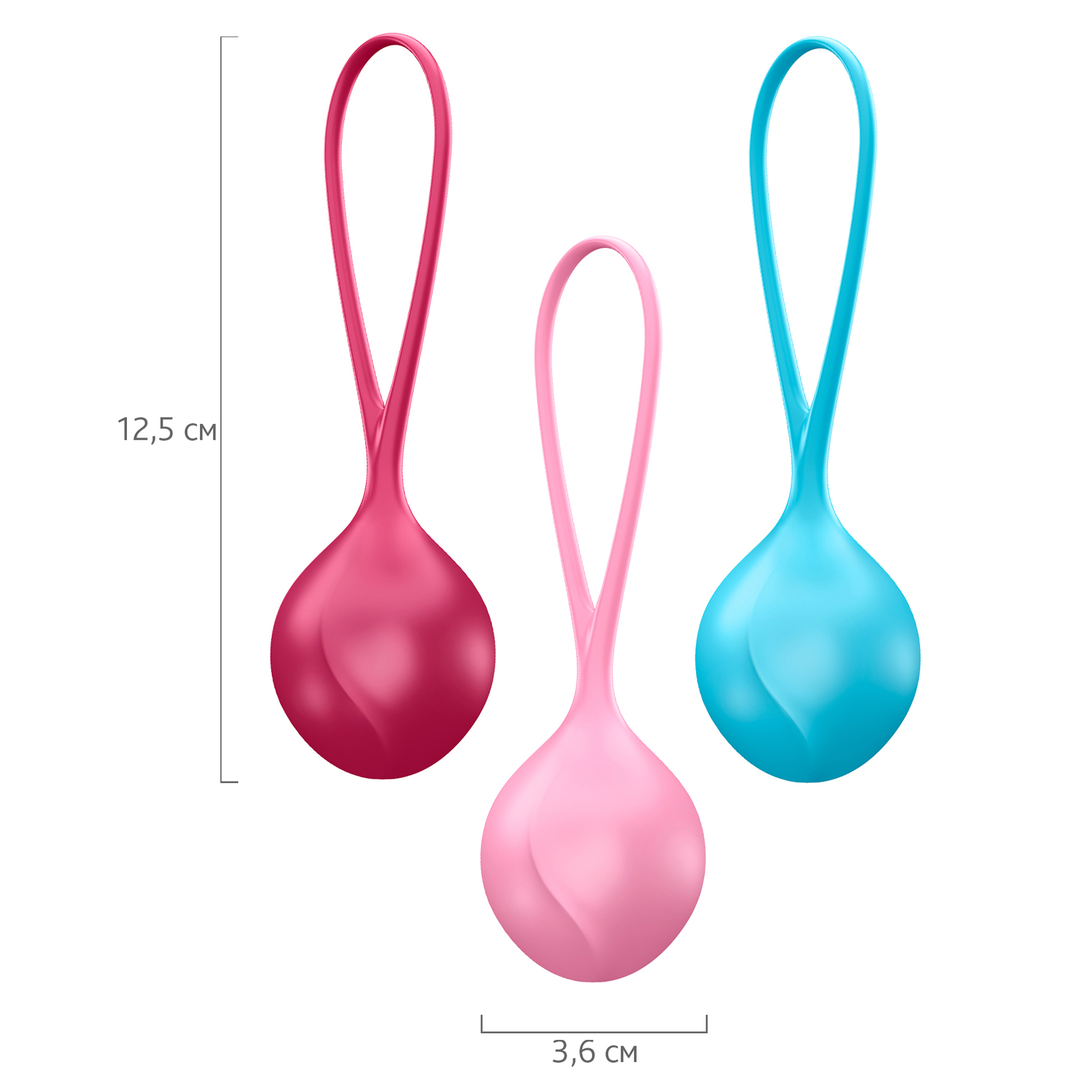 Satisfyer Strengthening Balls, голубой/красный/розовый — фото 6
