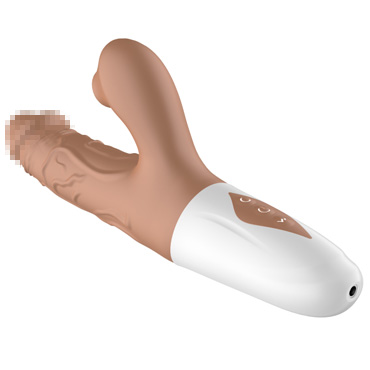 Вибратор-кролик Secwell с функцией поступательных движений, коричневый - С реалистичным рельефом - купить в секс шопе