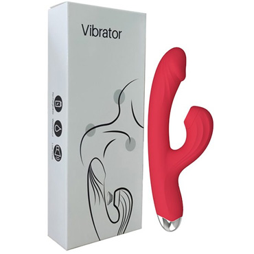 Вибратор-кролик Secwell с вакуумным клиторальным отростком, красный