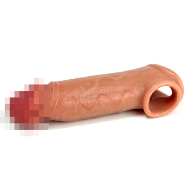 Насадка для увеличения члена SGAN Sleeve №1 - Реалистичная, с отверстием для мошонки - купить в секс шопе