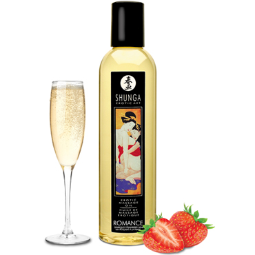 Shunga Erotic Massage Oil Romance - Sparkling Strawberry Wine, 240 мл, Массажное масло, клубника и шампанское