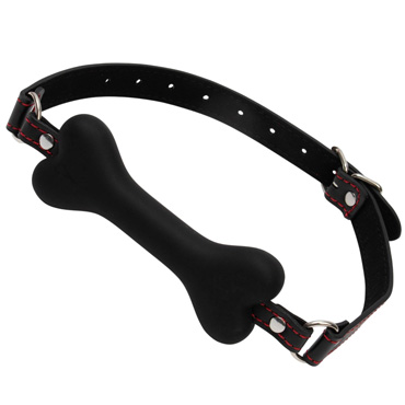 Кляп БДСМ «Косточка», силикон/кожа