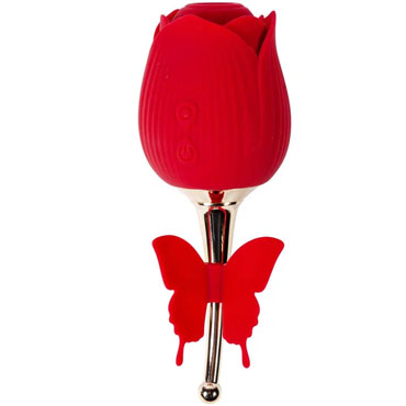 Love Basix Rose, красно-золотой, Бесконтактный стимулятор клитора с вибрацией в форме розы