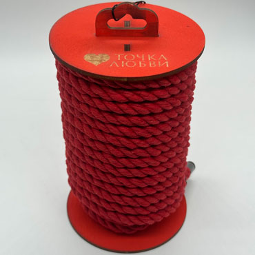 Точка Любви Хлопковая веревка 10 м, красная, Для искусного связывания и фиксации