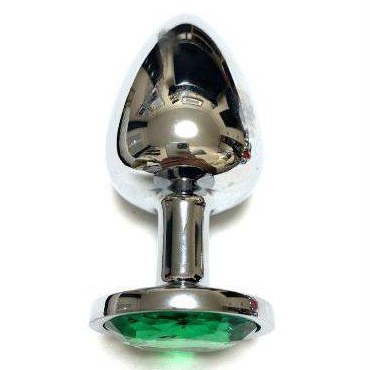 Точка Любви Анальная пробка с кристаллом, зеленая, маленькая