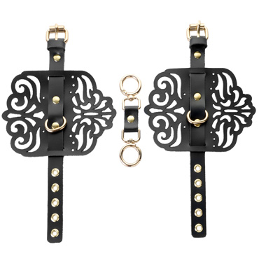 Точка Любви Наручники фигурные с узорами и золотой фурнитурой