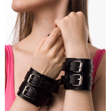 Точка Любви Наручники двойные ДжанглКат, широкие, Из натуральной кожи и другие товары Точка Любви с фото