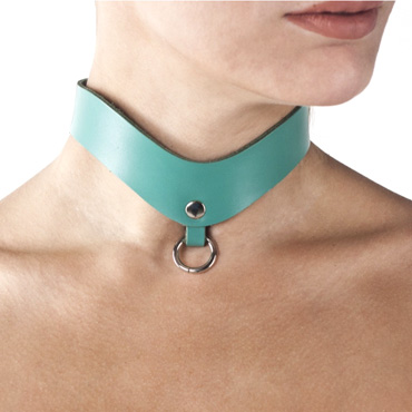 Точка Любви Ошейник премиум с кольцом, бирюзовый