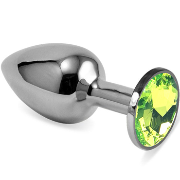 Vandersex Анальная пробка из металла M, серебристый/светло-зеленый, С ярким кристаллом круглой формы