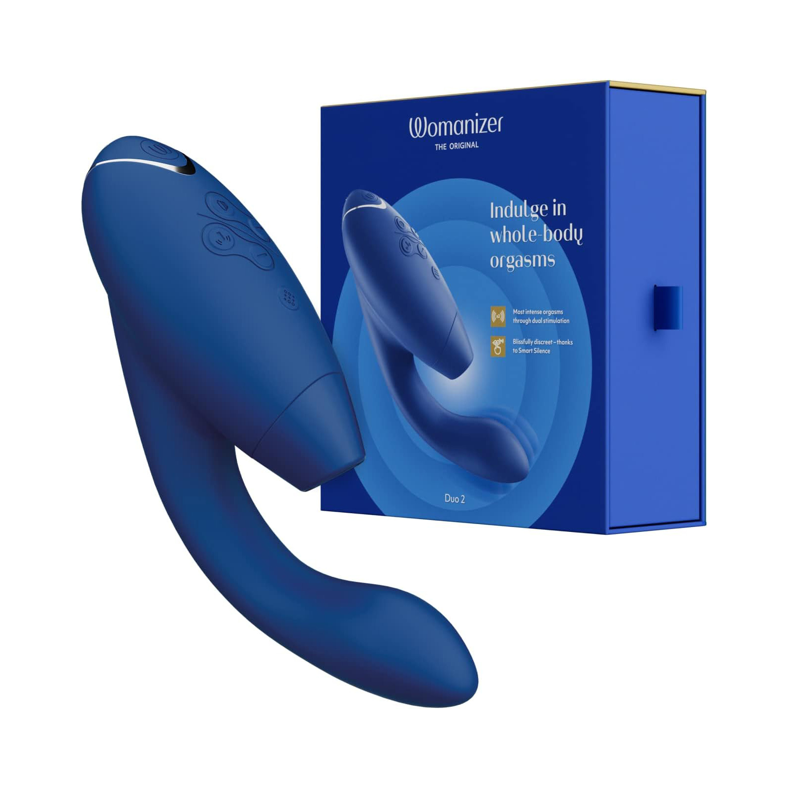 Womanizer Duo 2, синий, Игрушка для двойной стимуляции с технологией Pleasure Air