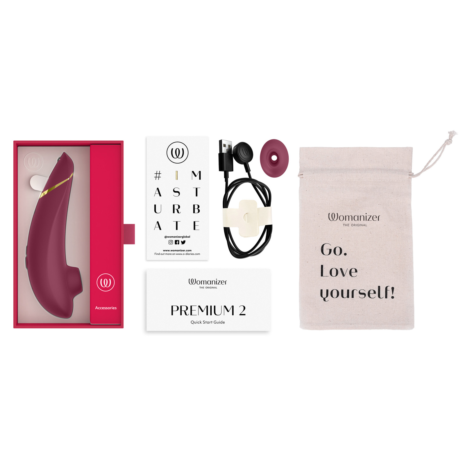 Womanizer Premium 2, бордовый - подробные фото в секс шопе Condom-Shop