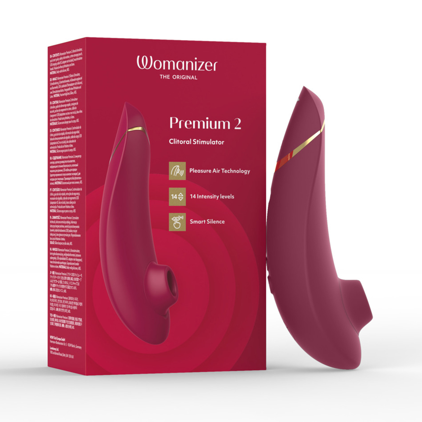 Womanizer Premium 2, бордовый, Бесконтактный клиторальный стимулятор