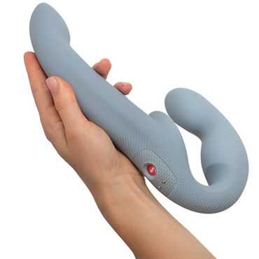 SHAREvibe V2, cool grey - Анатомический безремневой страпон - купить в секс шопе