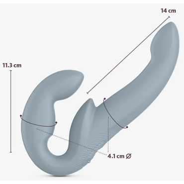 SHAREvibe V2, cool grey, Анатомический безремневой страпон и другие товары Fun Factory с фото