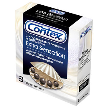 Contex Extra Sensation, 3 шт, Презервативы с крупными точками и кольцами
