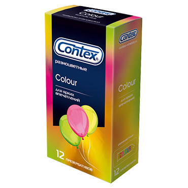 Contex Colour, 12 шт, Презервативы разноцветные