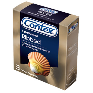 Contex Ribbed, 3 шт, Презервативы с кольцами