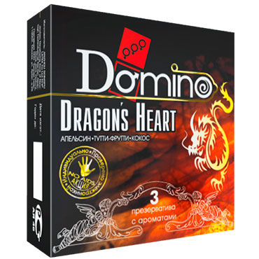 Domino Dragons Heart, Презервативы со вкусом апельсина, кокоса и фруктов