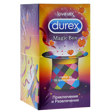 Durex Magic Box, 18 шт, Презервативы набор из 18 различных durex, приключение и развлечение