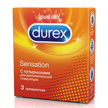 Durex Sensation, 3 шт, Презервативы с пупырышками