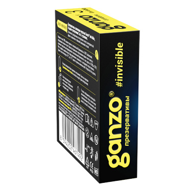 Ganzo Invisible, 3 шт - Супертонкие презервативы с дополнительной смазкой - купить в секс шопе