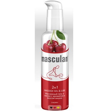 Masculan Massage Gel&Lube Cherry, 130 мл, Средство 2в1 с запахом и вкусом вишни