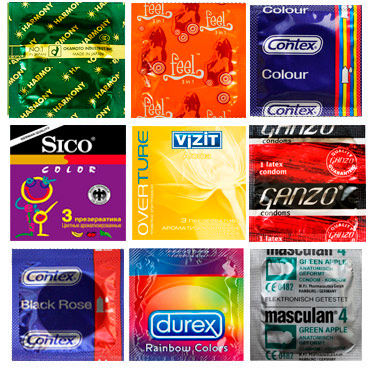 Набор Разноцветный, 33 разноцветных презерватива
