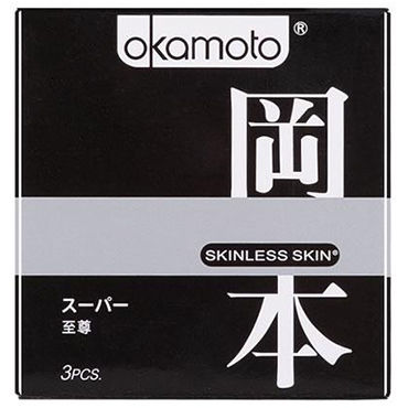 Okamoto Skinless Skin 3 in 1, Микс из презервативов Purity, Super Lubricated и Vanilla