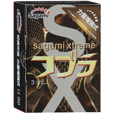 Sagami Xtreme Cobra, 3 шт, Презервативы зауженные внизу